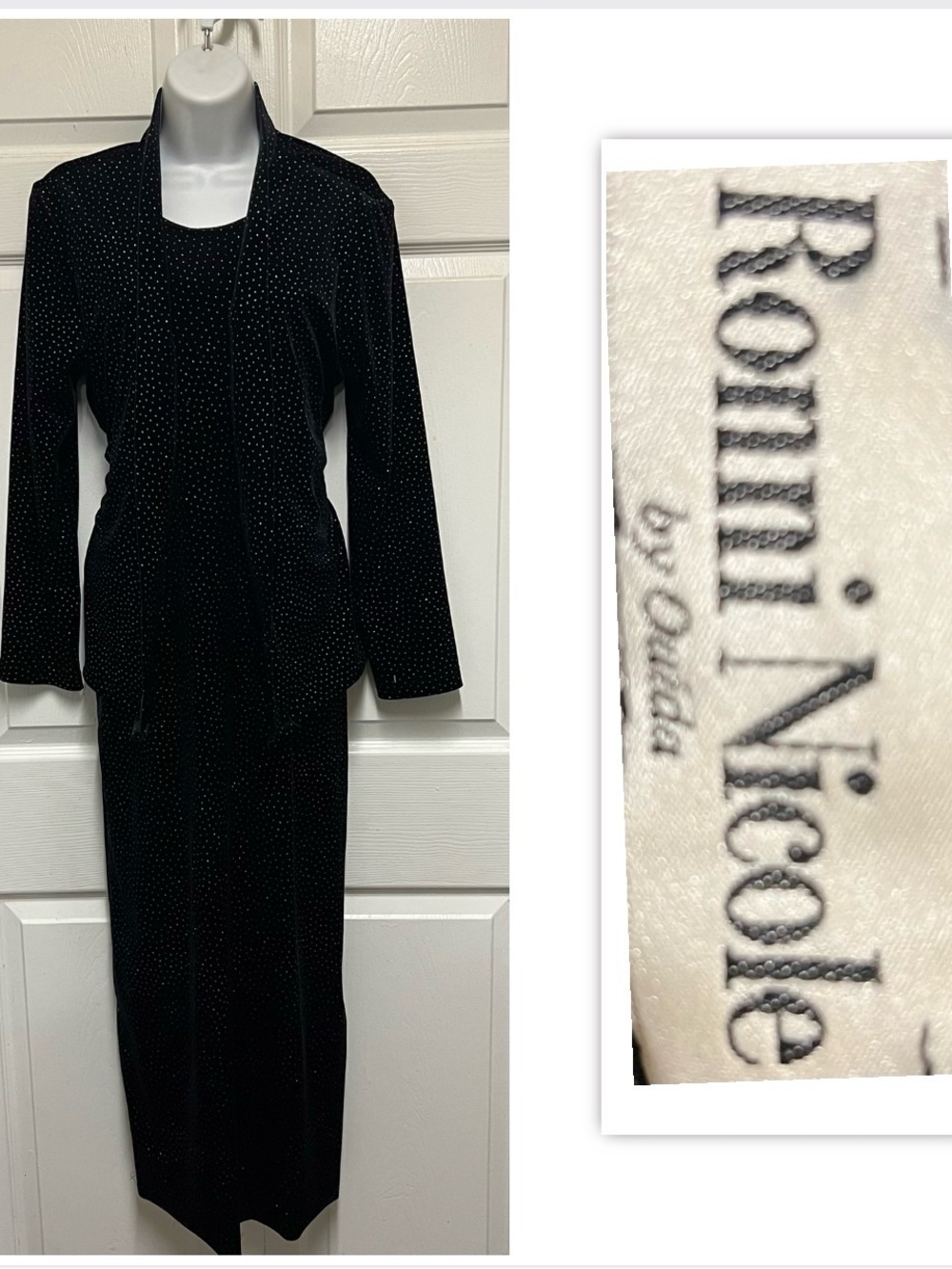 Ronni Nicole Black Sparkle Classic Two Piece Evening Maxi Dress Set